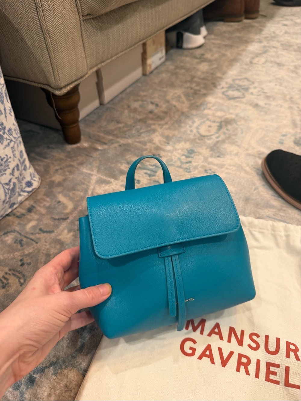 Mansur Gavriel Teal Mini Backpack